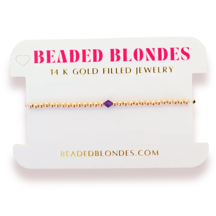 Beaded Blondes | February Amethyst Birthstone Bracelet | Standard 6.75