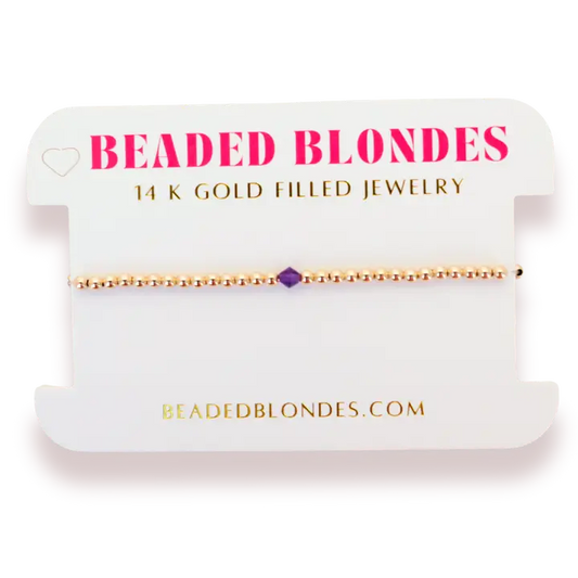 Beaded Blondes | February Amethyst Birthstone Bracelet | Standard 6.75