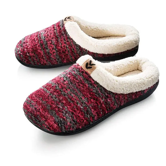 Roxoni Women's Lined Sweater Memory Slippers in Wine