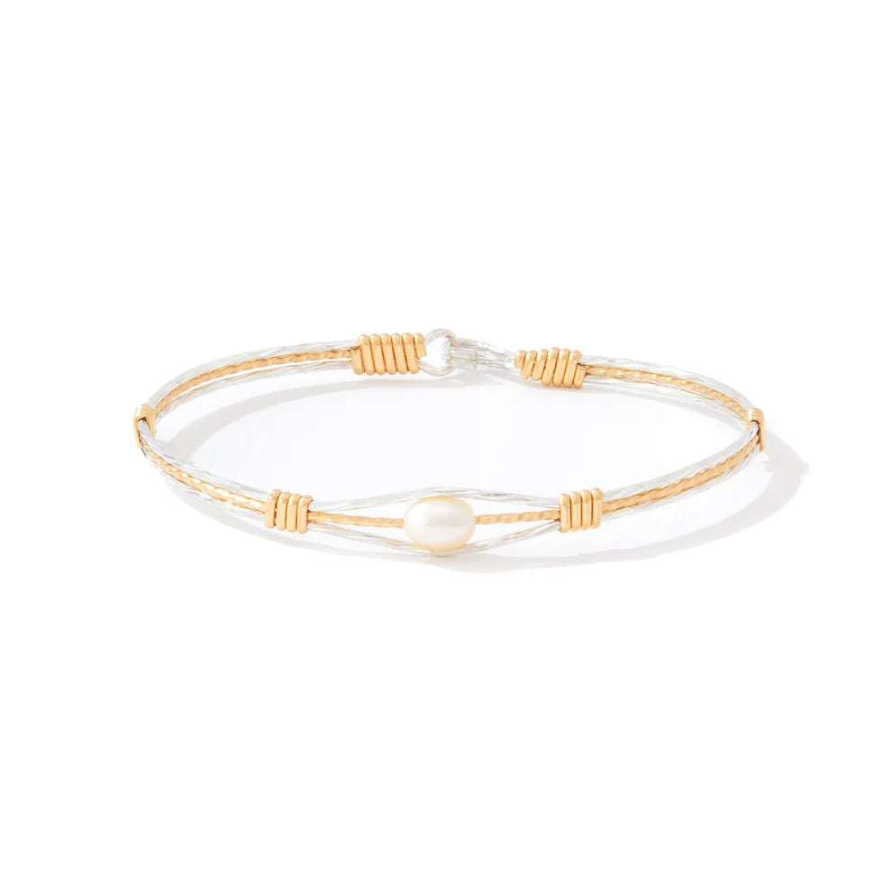 Ronaldo Jewelry | Guardian Angel Bracelet | Mirrored Silver w/14K Gold Artist Wire | Size 7.5