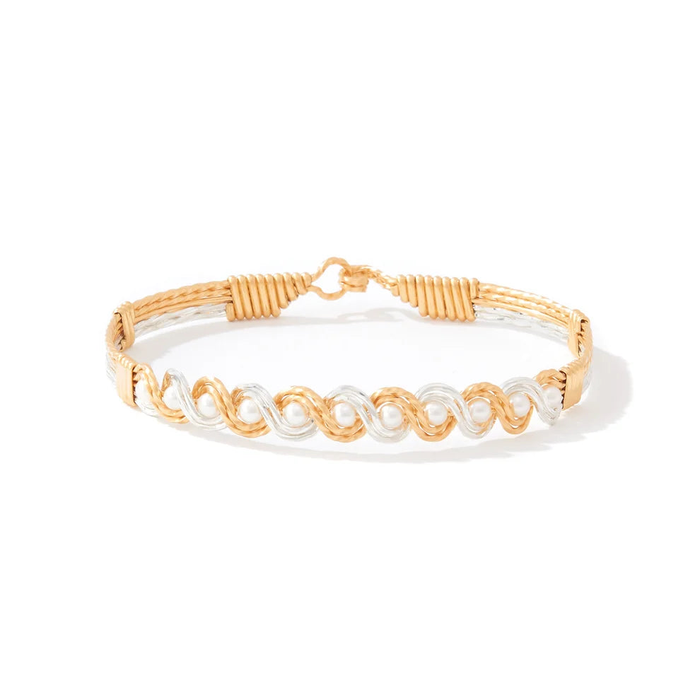 Ronaldo Jewelry | Head Over Heels Bracelet | 14K Gold Artist Wire w/ Mirrored Sterling Silver | Size 7.5