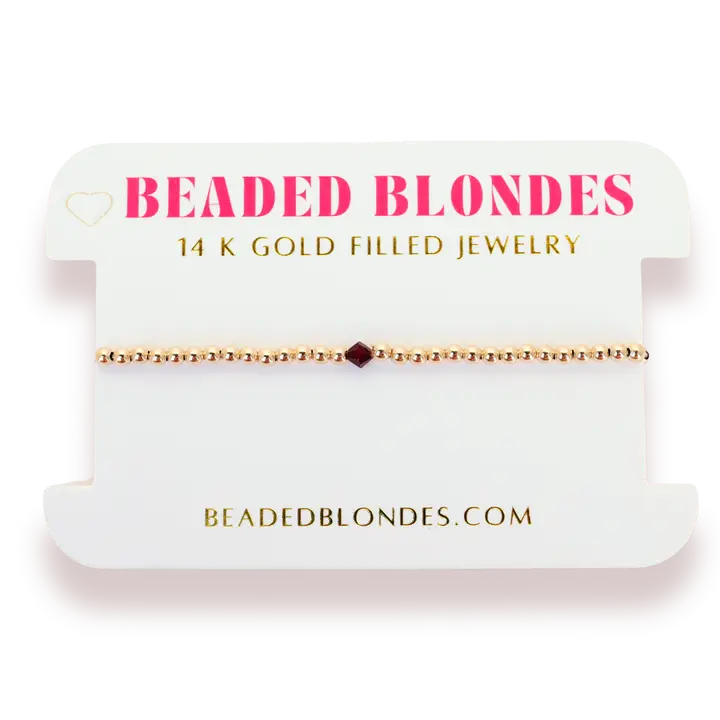 Beaded Blondes | January Garnet Birthstone Bracelet | Standard 6.75