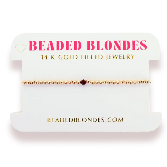 Beaded Blondes | January Garnet Birthstone Bracelet | Standard 6.75