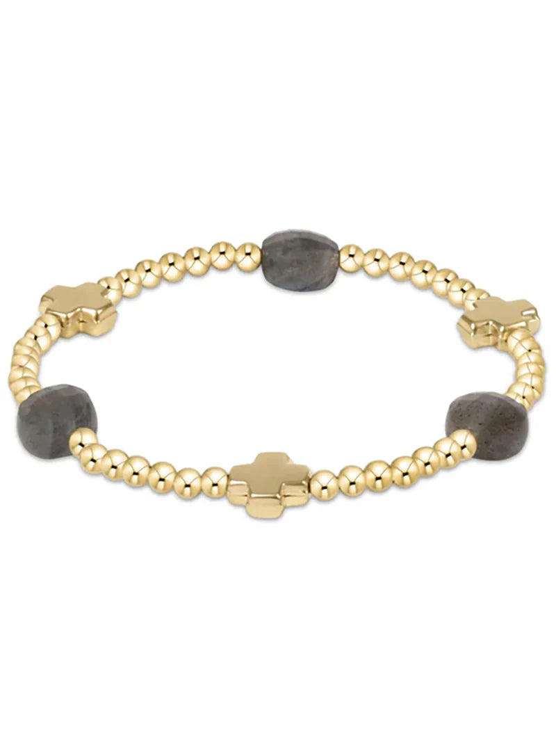 enewton | Signature Cross Admire Gold 3mm Beaded Bracelet | Labrodrite