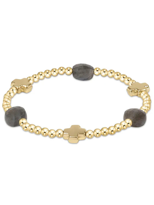 enewton | Signature Cross Admire Gold 3mm Beaded Bracelet | Labrodrite