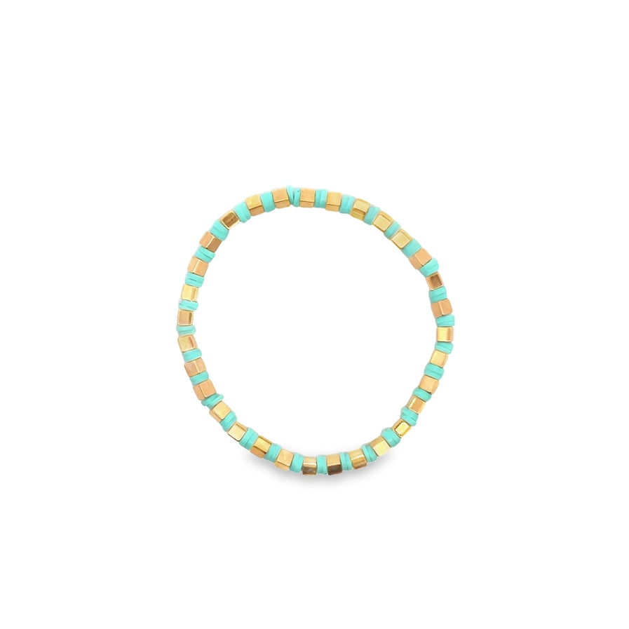 MIA Jewelry | Bracelet | Polymer Octagon Beaded | Tiffany Blue