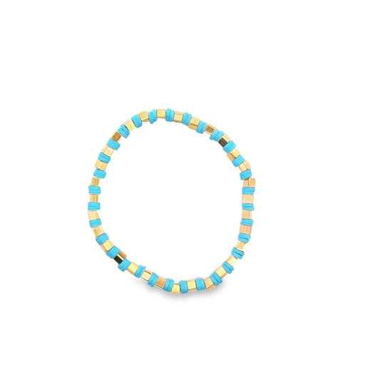 MIA Jewlery Polymer Octagon Beaded Bracelet | Light Blue