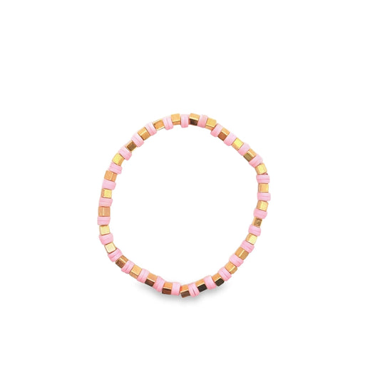 MIA Jewelry Polymer Octagon Beaded Bracelet | Light Pink