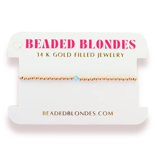 Beaded Blondes | March Aquamarine Birthstone Bracelet | Standard 6.75