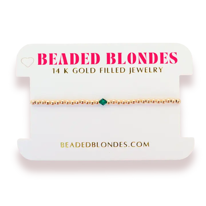 Beaded Blondes | May Emerald Birthstone Bracelet | Standard 6.75