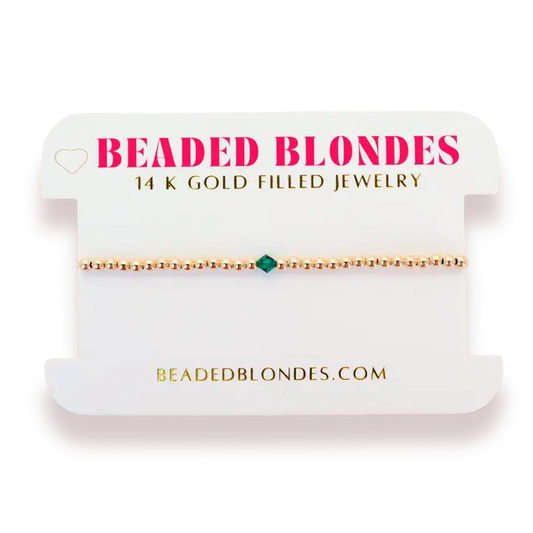 Beaded Blondes | May Emerald Birthstone Bracelet | Standard 6.75
