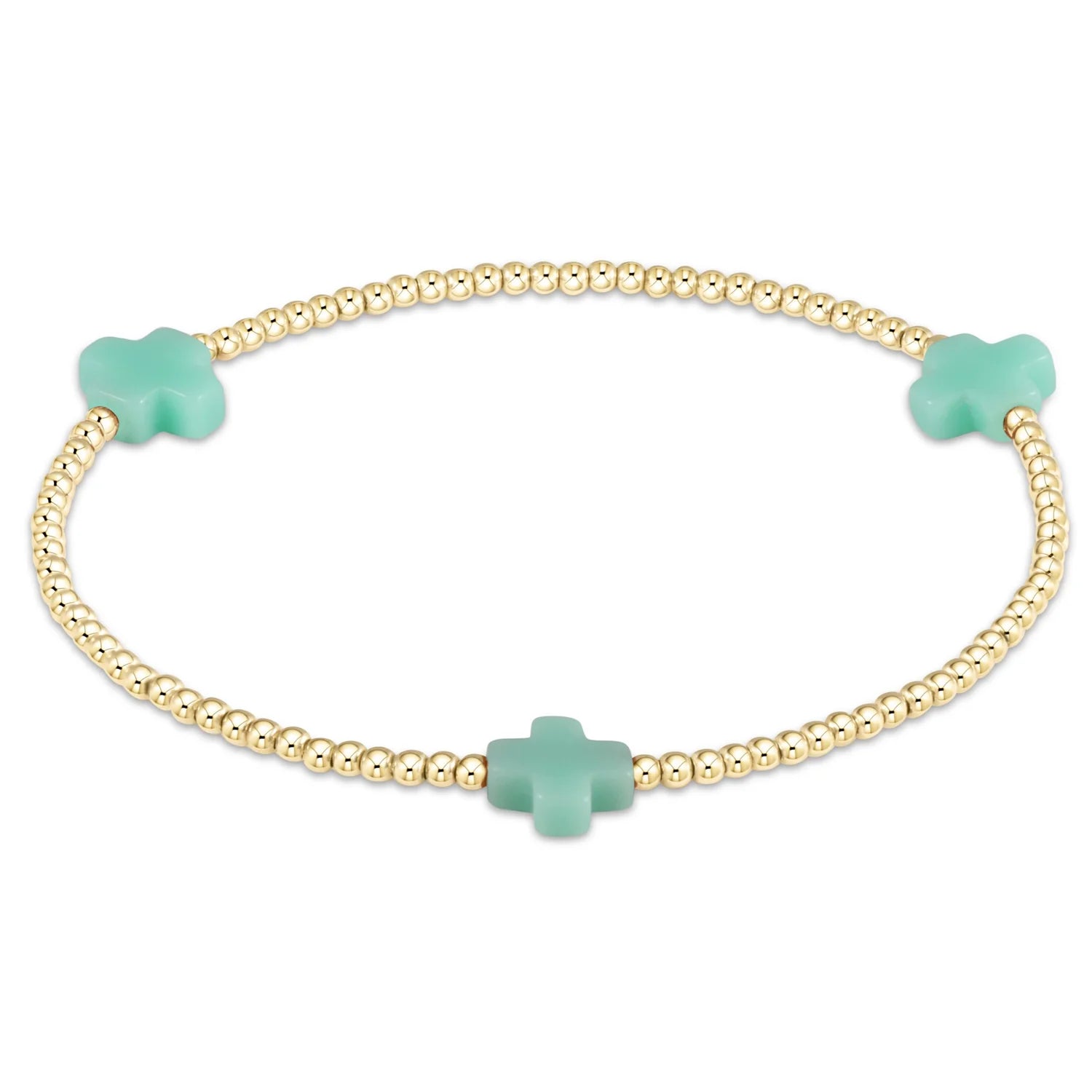 enewton | Signature Cross Gold 2mm Bead Bracelet | Mint