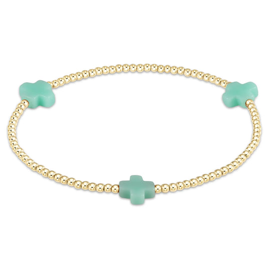 enewton | Signature Cross Gold 2mm Bead Bracelet | Mint