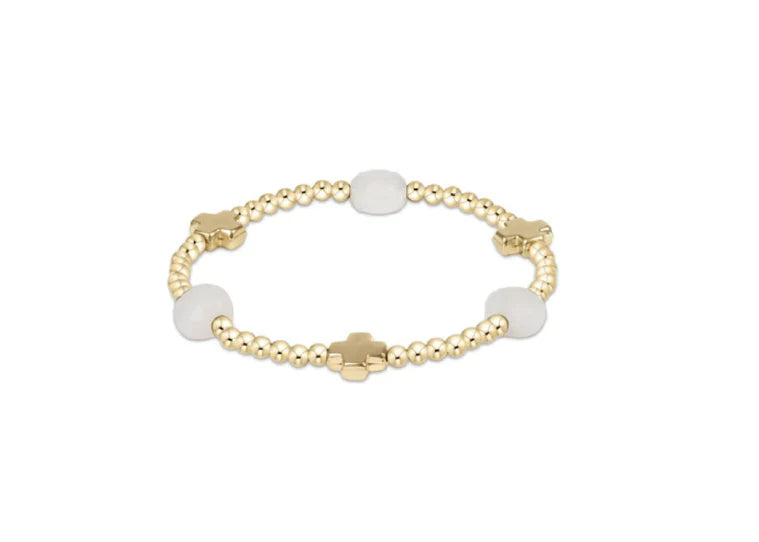 enewton | Signature Cross Admire Gold 3mm Bead Bracelet | Moonstone
