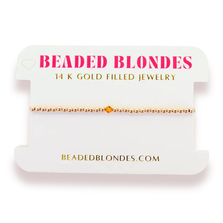 Beaded Blondes | November Topaz Birthstone Bracelet | Standard 6.75