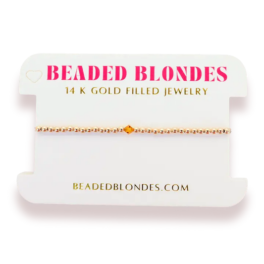 Beaded Blondes | November Topaz Birthstone Bracelet | Standard 6.75