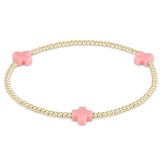 enewton | Signature Cross Gold 2mm Bead Bracelet | Pink