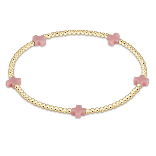 enewton | Signature Small Cross 2mm Gold Bead Bracelet | Coral