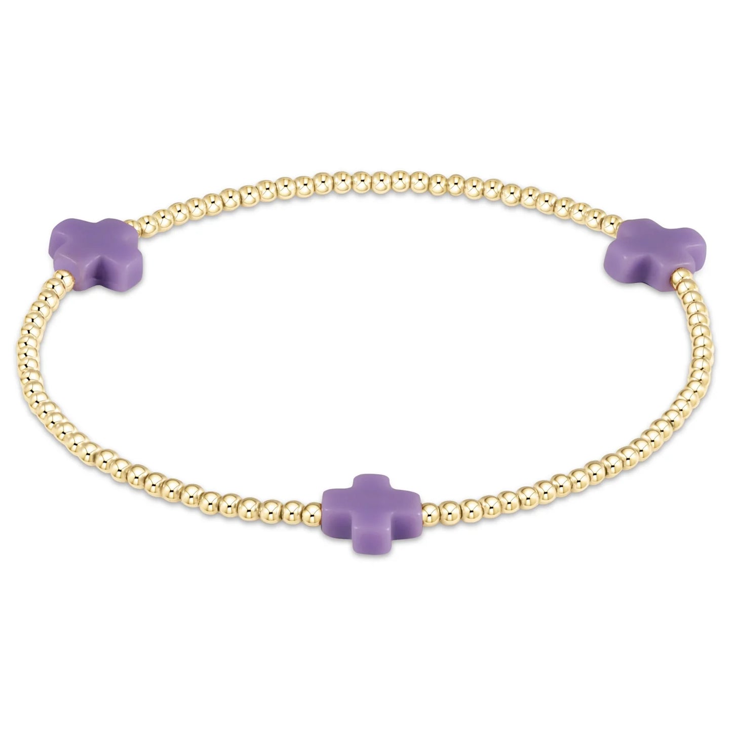 enewton | Signature Cross Gold 2mm Bead Bracelet | Purple