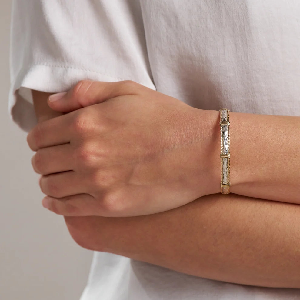Ronaldo Bracelet | Purpose Bracelet | Sterling Silver Bar w/Gold Artist Wire | Size 7