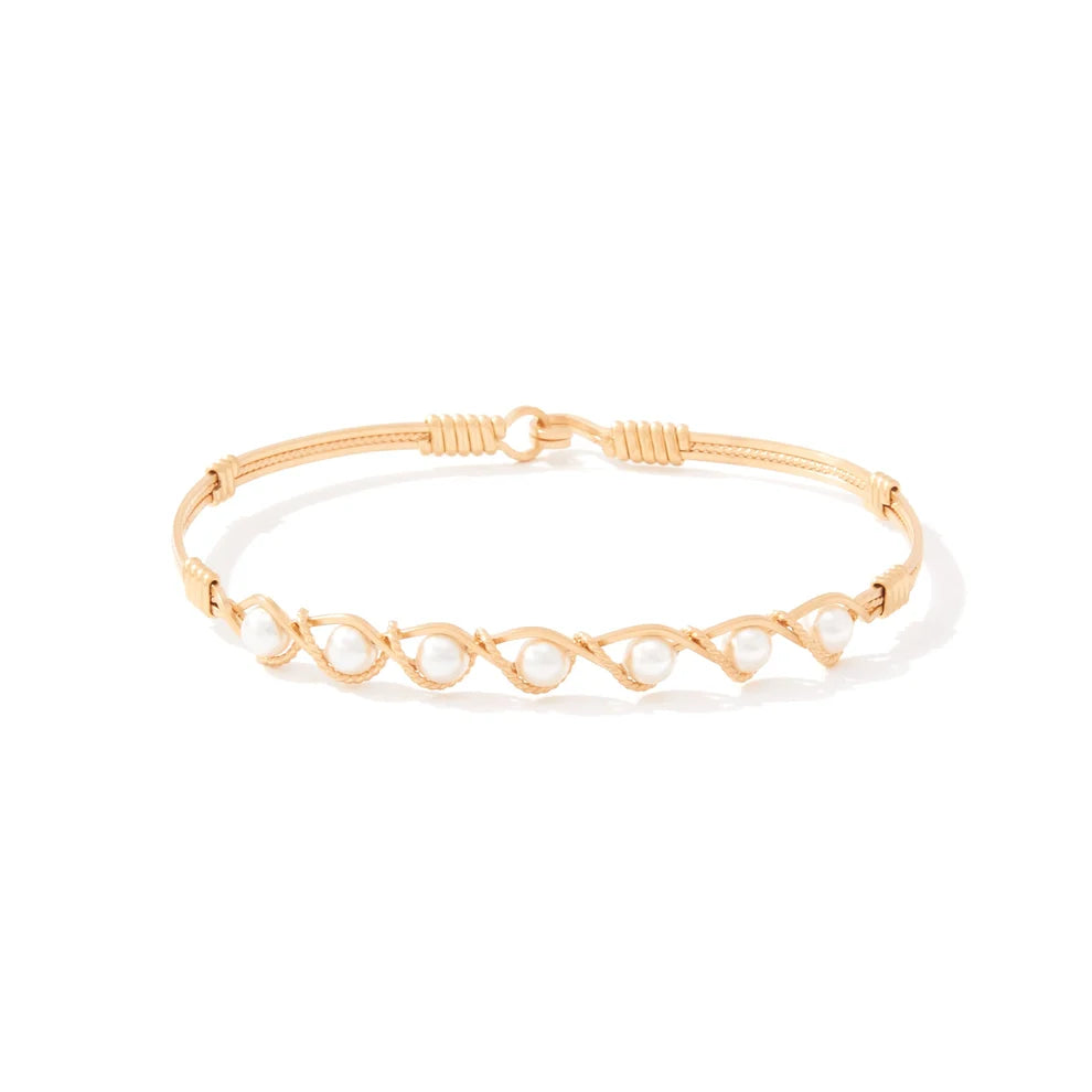 Ronaldo Jewelry | Simple Blessings Bracelet | 14K Gold Artist Wire w/ Crystal Pearl | Size 6.75