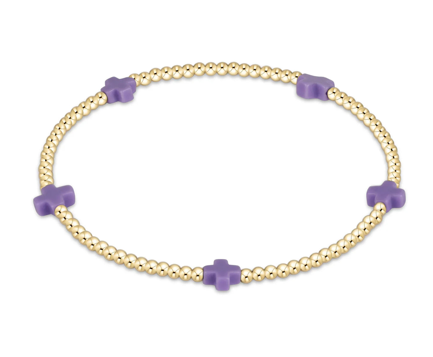 enewton | Signature Small Cross 2mm Gold Bead Bracelet | Purple