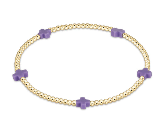 enewton | Signature Small Cross 2mm Gold Bead Bracelet | Purple